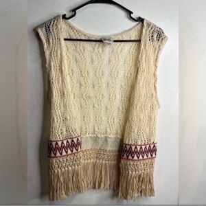 Daytrip Boho Crochet Top Western Vest / Kimono Fringe